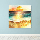Das Design der Aquarell Beach Serie 3 Leinwanddruck (Insitu (Holzboden))