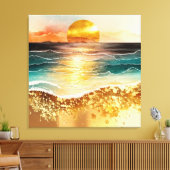 Das Design der Aquarell Beach Serie 3 Leinwanddruck (Insitu (Wohnzimmer))