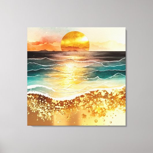 Das Design der Aquarell Beach Serie 3 Leinwanddruck (Vorderseite)