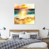 Das Design der Aquarell Beach Serie 3 Leinwanddruck (Insitu (Schlafzimmer))