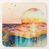 Das Design der Aquarell Beach Serie 3 Rechteckiger Pappuntersetzer (Vorderseite)