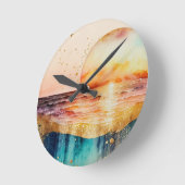 Das Design der Aquarell Beach Serie 3 Runde Wanduhr (Winkel)