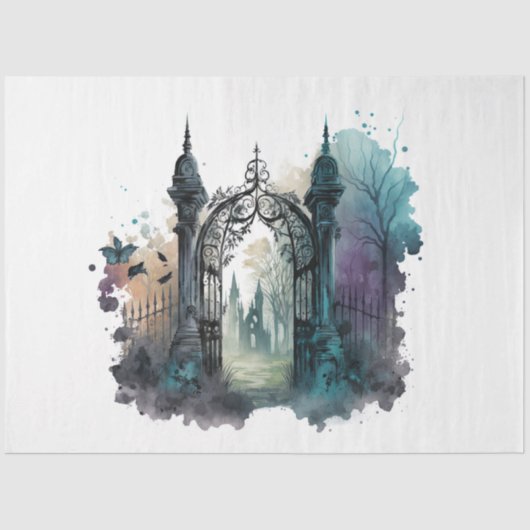 Das Design der Gothic Friedhof Gate Serie 4 Seidenpapier (Vorderseite)