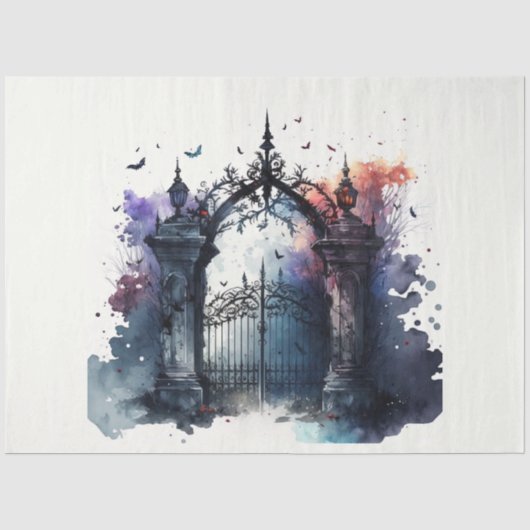 Das Design der Gothic Friedhof Gate Serie 5 Seidenpapier (Vorderseite)