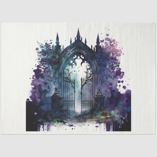 Das Design der Gothic Friedhof Gate Serie 6 Seidenpapier (Vorderseite)