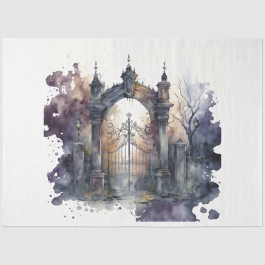 Das Design der Gothic Friedhof Gate Serie 8 Seidenpapier (Vorderseite)