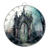 Das Design der gotischen Friedhof Gate Serie 11 Dartscheibe (vorne)