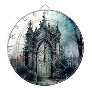 Das Design der gotischen Friedhof Gate Serie 11 Dartscheibe