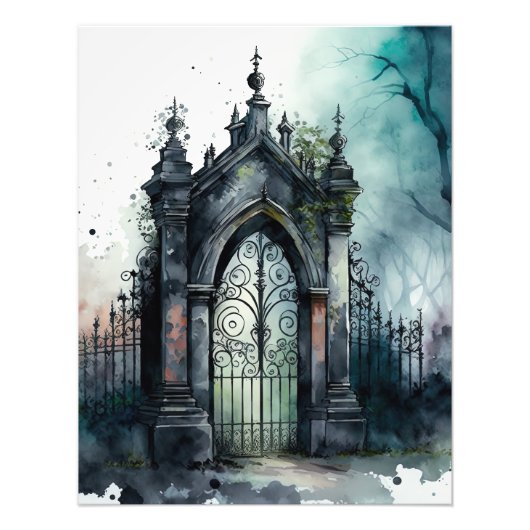 Das Design der gotischen Friedhof Gate Serie 11 Fotodruck (Vorne)