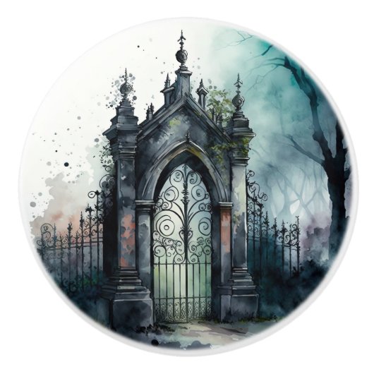 Das Design der gotischen Friedhof Gate Serie 11 Keramikknauf (Vorderseite)