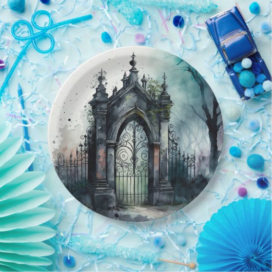 Das Design der gotischen Friedhof Gate Serie 11 Pappteller (Party)