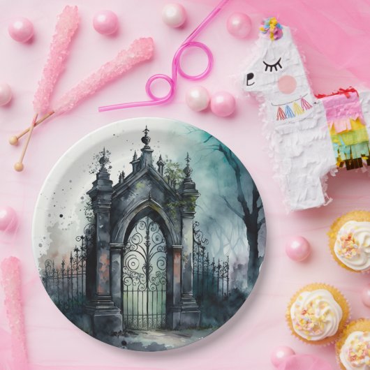 Das Design der gotischen Friedhof Gate Serie 11 Pappteller (Party)