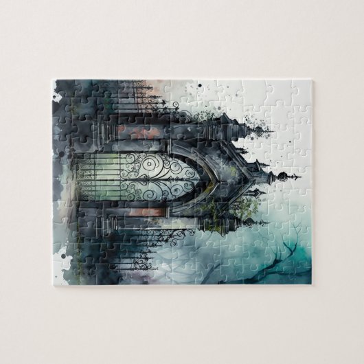 Das Design der gotischen Friedhof Gate Serie 11 Puzzle (Horizontal)