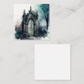 Das Design der gotischen Friedhof Gate Serie 11 Quadratische Visitenkarte (Vorne/Hinten)