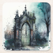 Das Design der gotischen Friedhof Gate Serie 11 Rechteckiger Pappuntersetzer (Vorderseite)