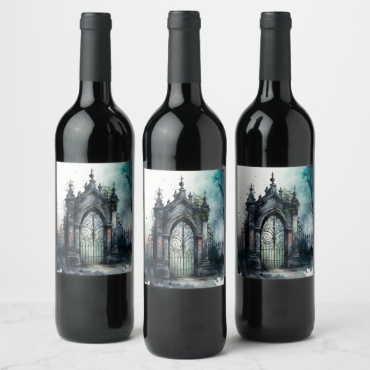 Das Design der gotischen Friedhof Gate Serie 11 Weinetikett (Flaschen)