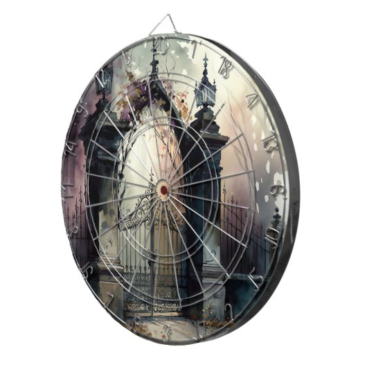 Das Design der gotischen Friedhof Gate Serie 12 Dartscheibe (Vorderseite rechts)