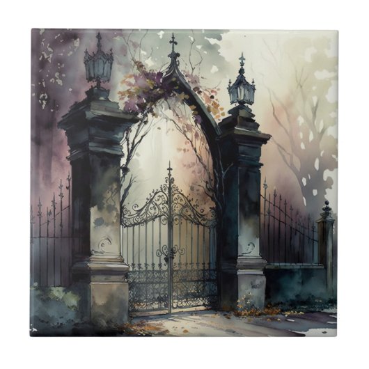 Das Design der gotischen Friedhof Gate Serie 12 Fliese (Vorderseite)