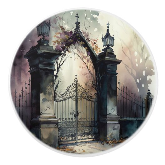 Das Design der gotischen Friedhof Gate Serie 12 Keramikknauf (Vorderseite)