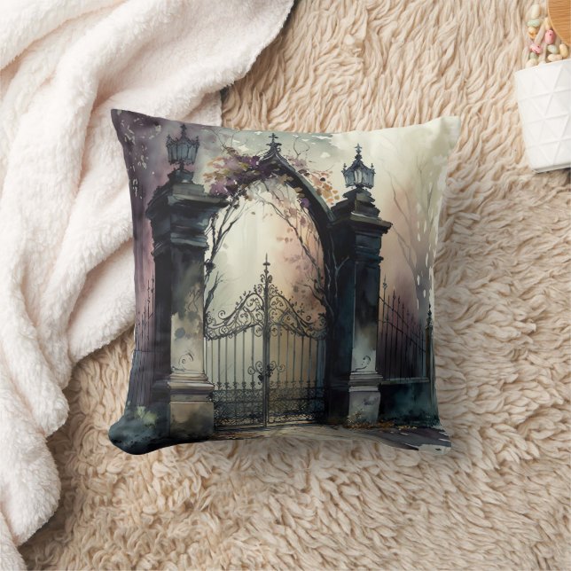 Das Design der gotischen Friedhof Gate Serie 12 Kissen (Decke)
