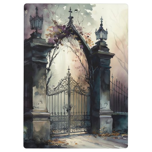 Das Design der gotischen Friedhof Gate Serie 12 Klemmbrett (Rückseite)