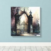 Das Design der gotischen Friedhof Gate Serie 12 Leinwanddruck (Insitu (Holzboden))
