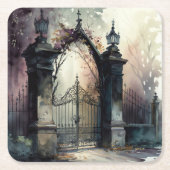 Das Design der gotischen Friedhof Gate Serie 12 Rechteckiger Pappuntersetzer (Vorderseite)