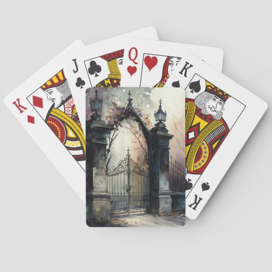 Das Design der gotischen Friedhof Gate Serie 12 Spielkarten (Rückseite)