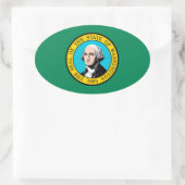 Das Design der Staatsflagge in Washington Ovaler Aufkleber (Tasche)