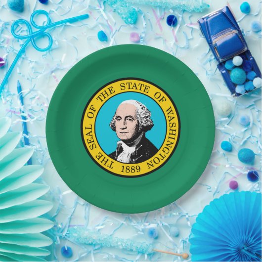Das Design der Staatsflagge in Washington Pappteller (Party)