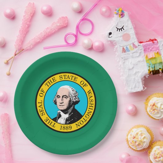 Das Design der Staatsflagge in Washington Pappteller (Party)