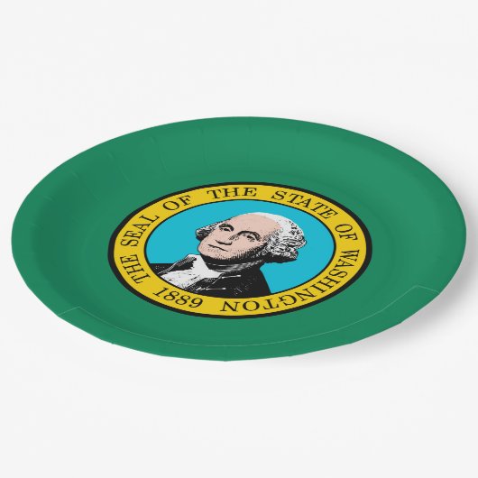 Das Design der Staatsflagge in Washington Pappteller (Schrägansicht)