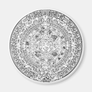 Das Design des aztec Sun Calendar Circle Stone Magnet