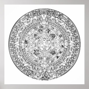 Das Design des aztec Sun Calendar Circle Stone Poster