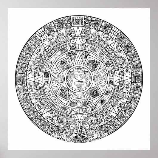 Das Design des aztec Sun Calendar Circle Stone Poster (Vorne)