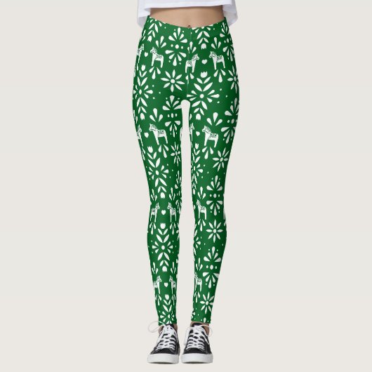 Das Design des Dala Horse Folk Leggings (Vorderseite)