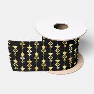 Das Design des Designs ist in Gold und Schwarz geh Satinband