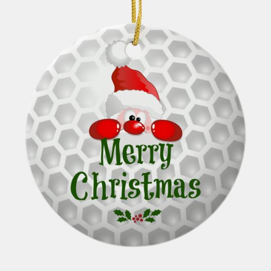 Das Design des Golfballs des Weihnachtsmanns Keramik Ornament (Vorne)