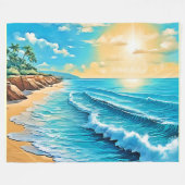 Das Design des Sunlit Beach Waves Fleecedecke (Vorderseite (Horizontal))