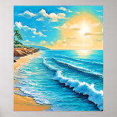 Das Design des Sunlit Beach Waves Poster (Vorne)