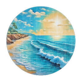 Das Design des Sunlit Beach Waves Schneidebrett