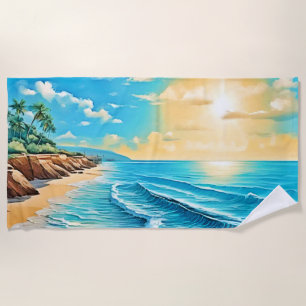 Das Design des Sunlit Beach Waves Strandtuch
