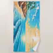 Das Design des Sunlit Beach Waves Strandtuch (Vorderseite)