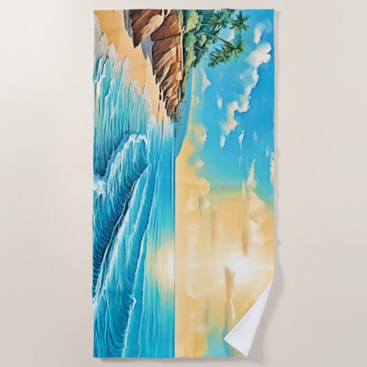 Das Design des Sunlit Beach Waves Strandtuch (Vorderseite)