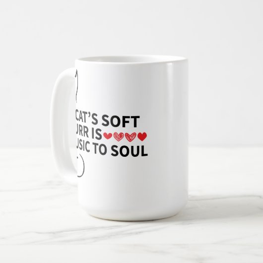 Das Design einer lustigen Katze, Cat's Purr ist Mu Kaffeetasse (Vorderseite Links)