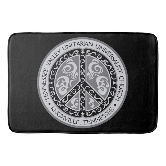 Das Design eines Friedenszeichens in Schwarz und W Badematte (Vorderseite)