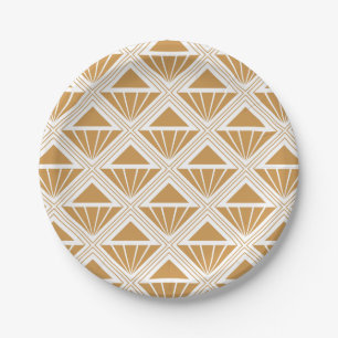 Das Design ist in den Farben Gold und Weiß gehalte Pappteller