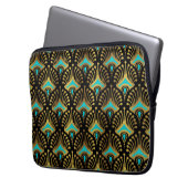 Das Design ist in Gold und Blau gehalten Laptopschutzhülle (Vorderseite Links)