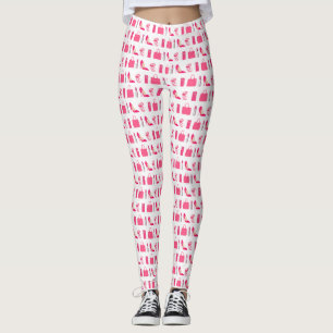 Das Design ist in Weiß und Rosa gehalten Leggings