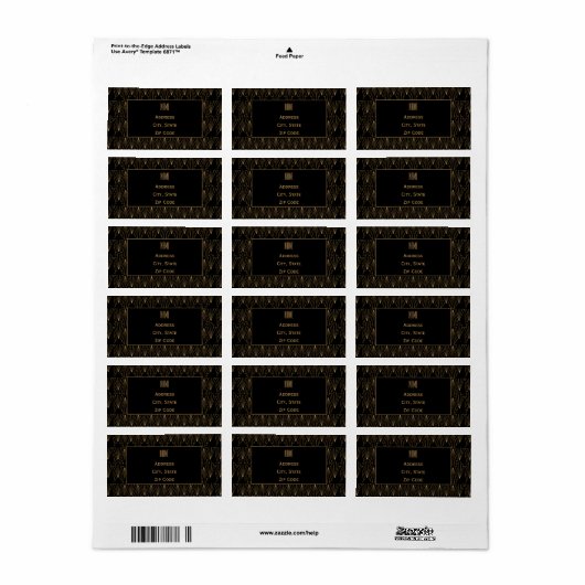 Das Design und das Design der Schwarzen Kunst Adressaufkleber (Vorne)